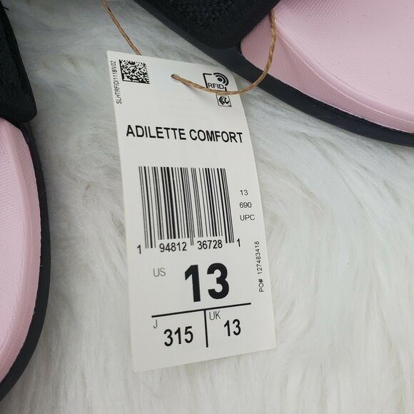 Adidas Unisex-Adult Adilette Size 13 Comfort Slides Sandal Black & Pink - Picture 2 of 5